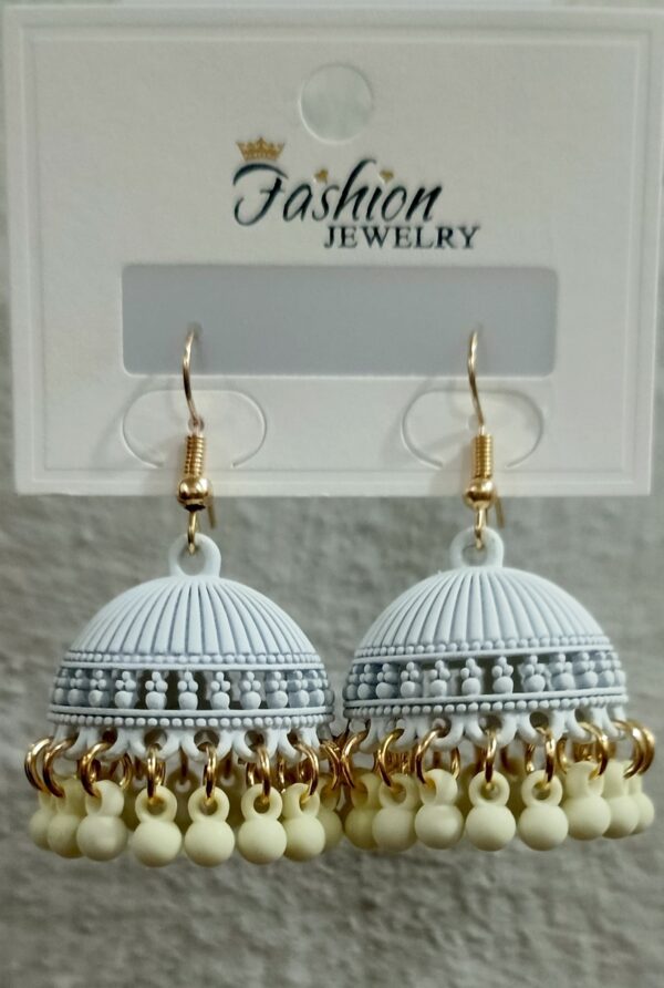 Earring, Jhomky white - Image 3